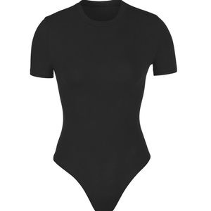 Skims Cotton Jersey Stretch Black Bodysuit - XS